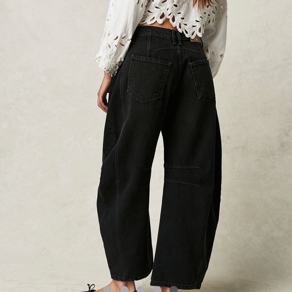 Free People We The Free Good Luck Barrel Jeans Black - Picture 3 of 13